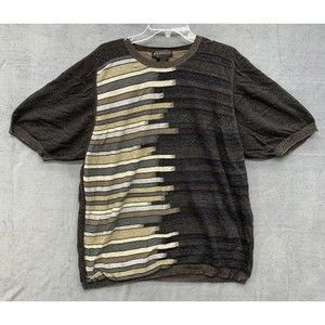 F/X Fusion Sweater Men XXL Multicolor Brown Textured Short Sleeve Pullover